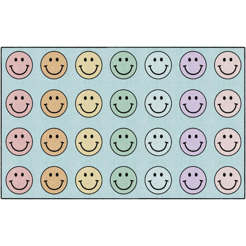 Pastel Rainbow Smiley Face Seating Rug Questions & Answers