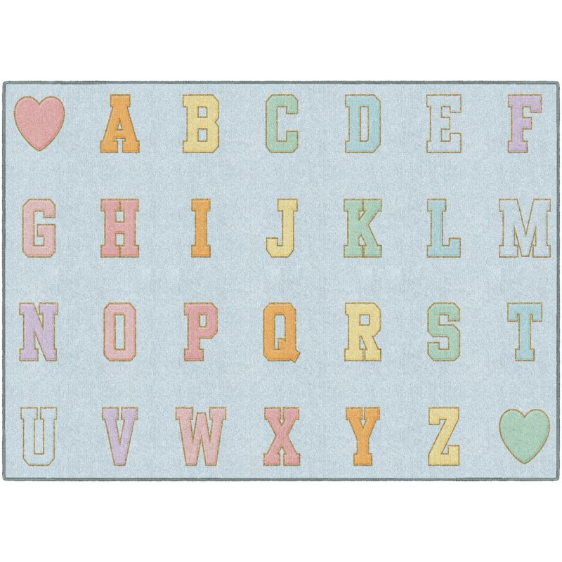 Alphabet Blue Pastel School Seating Rug