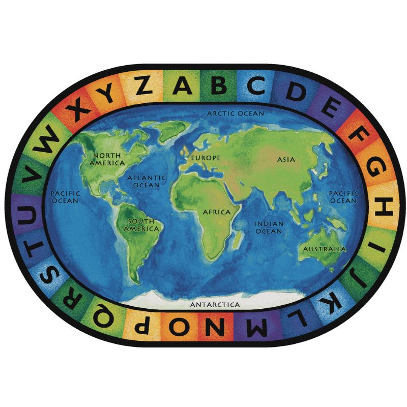 Around the World Oval Classroom Rug