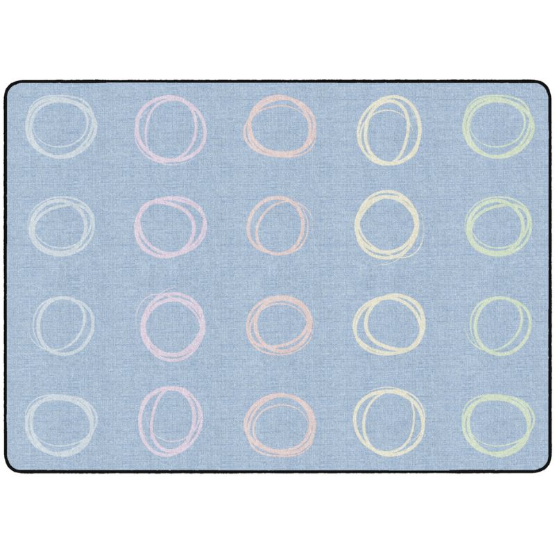 Circle Sampler Pastel on Blue Classroom Rug