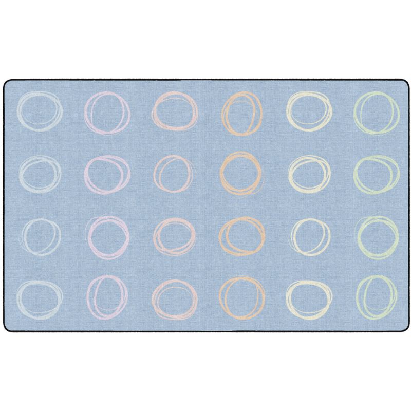 Circle Sampler Pastel on Blue Classroom Rug