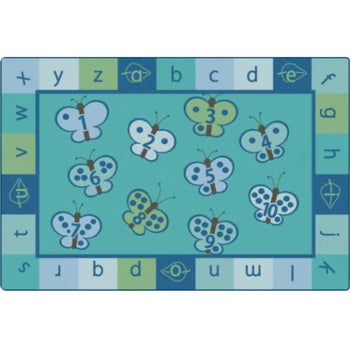 123 ABC Butterfly Tranquil Colors Classroom Rug