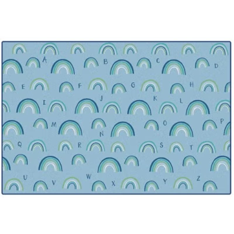 KIDSoft Tranquil Rainbows Alphabet Literacy Rug Blue