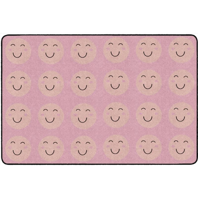 Smiley Face Peach Classroom Seating Rug