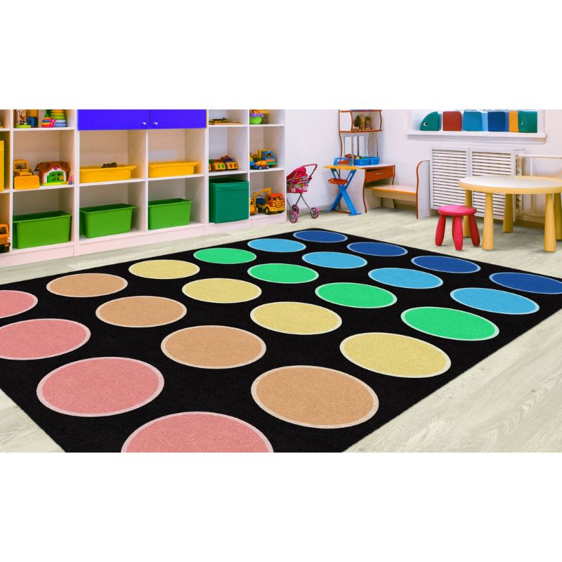 Rainbow Reverie Dots Classroom Seating Rug