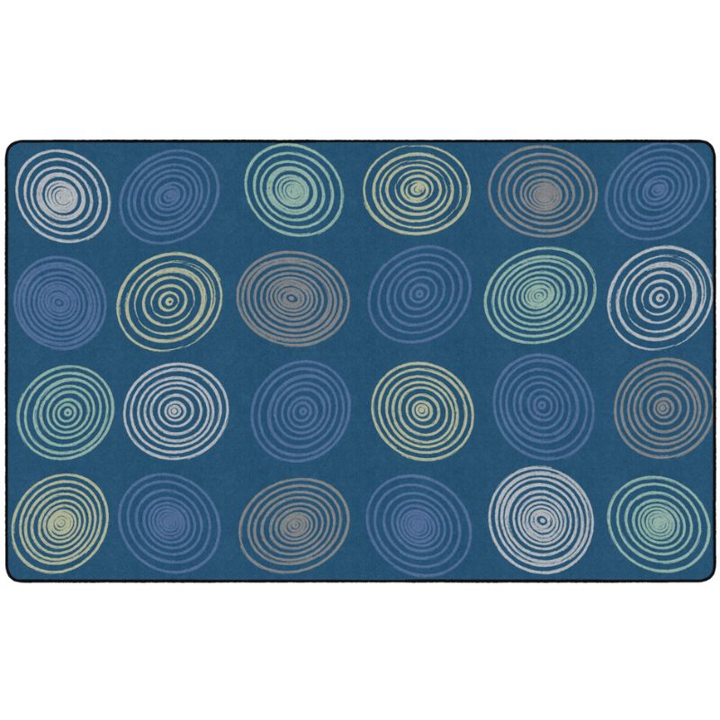 Teal Blue Calming Circles Classroom Seating Rug