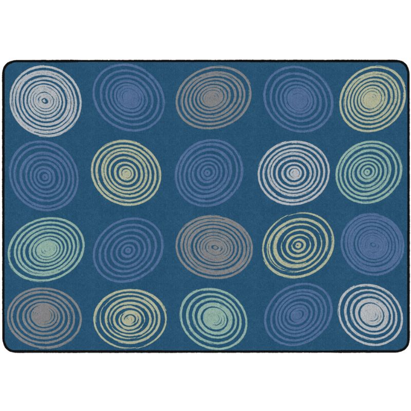 Teal Blue Calming Circles Classroom Seating Rug