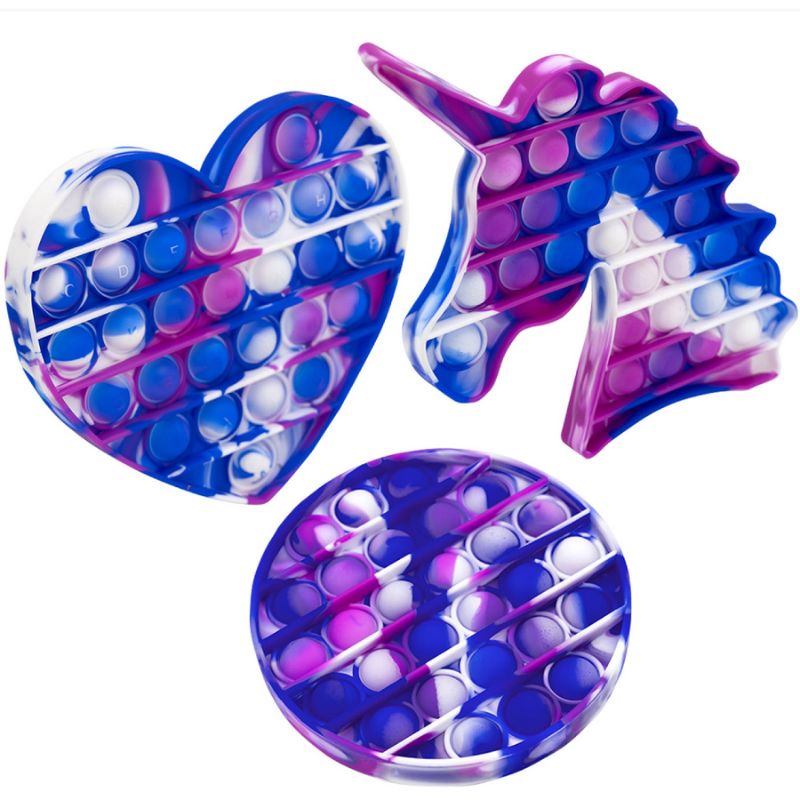 Purple, Blue and White Bubble Pop 3 Piece Fidget Set