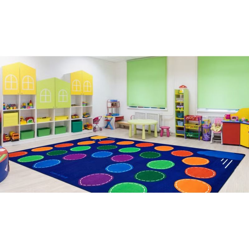 arch seating rainbow rug