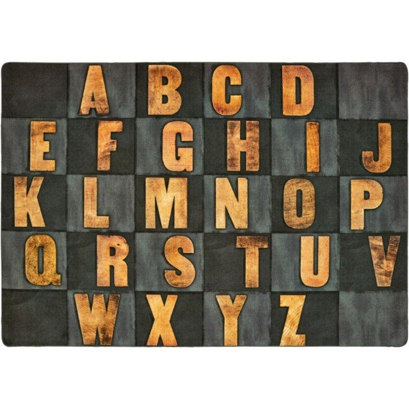 Gray Rustic Wood Literacy Rug