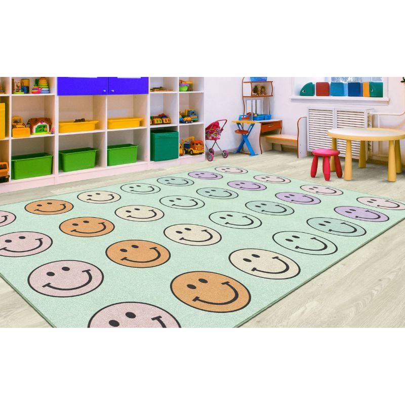 Smiley Faces on Mint School Seating Rug