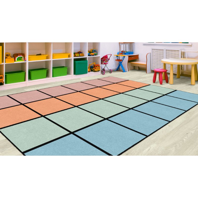 Pastel Paradise Horizon Grid Seating  Rug