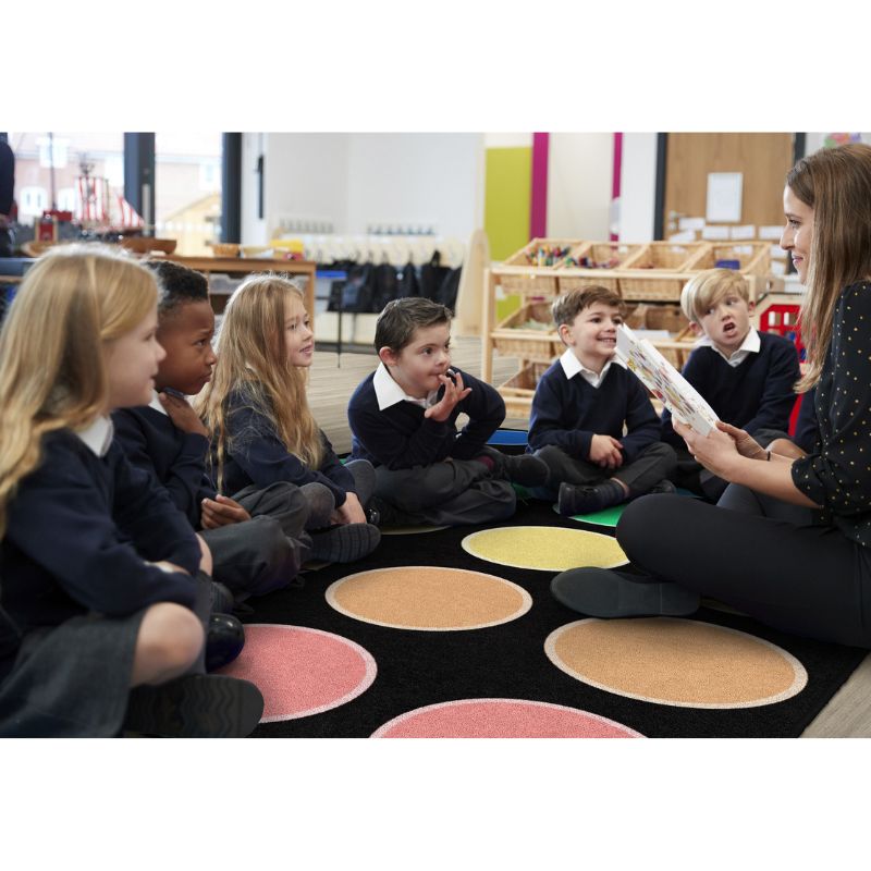 Rainbow Reverie Dots Classroom Rug