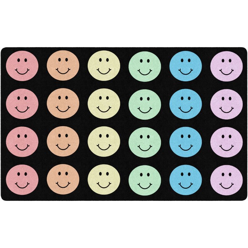 Rainbow Reflections Happy Face Classroom Rug