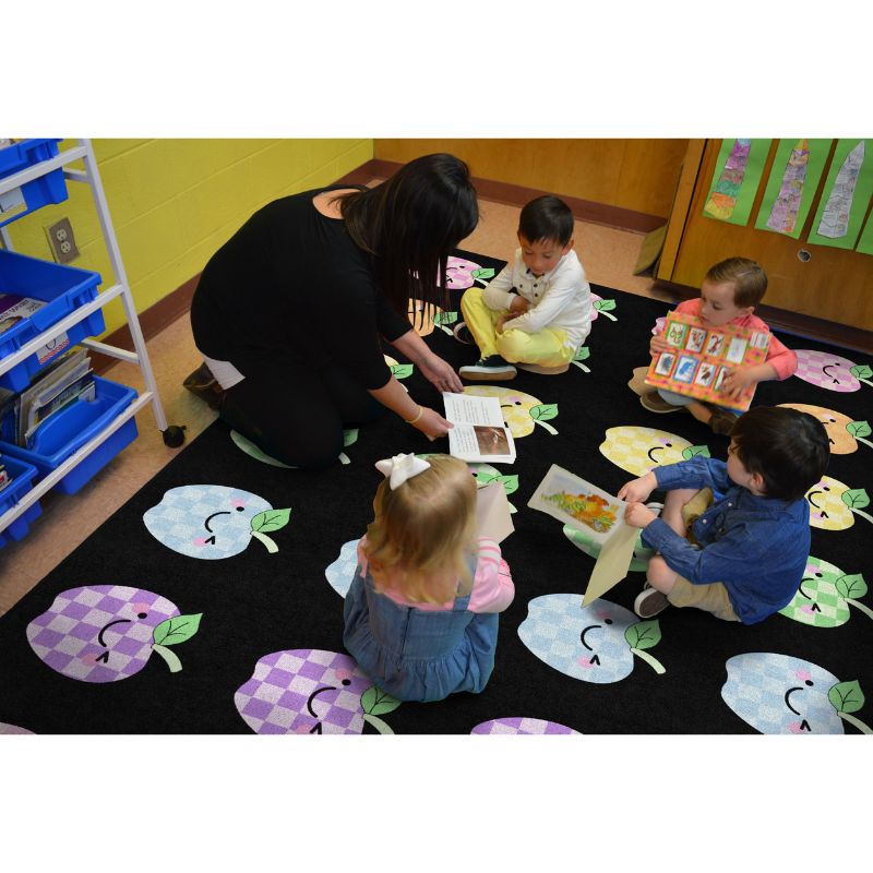 Plaid Apples Classroom Sitting Rug