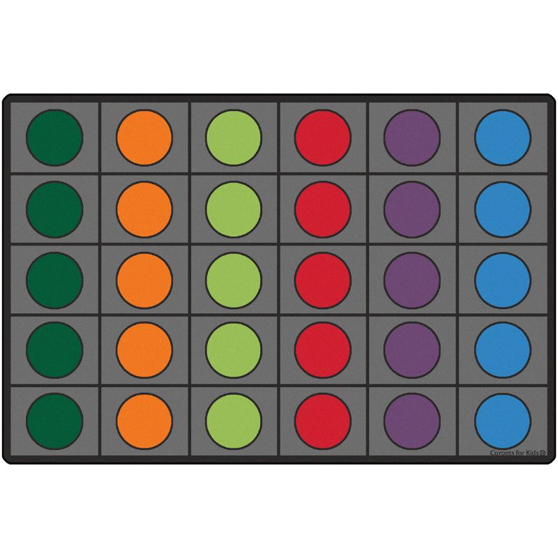 Seating Circles Gray with Colorful Circles Classroom Rug