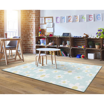 SchoolGirl white daisies rug