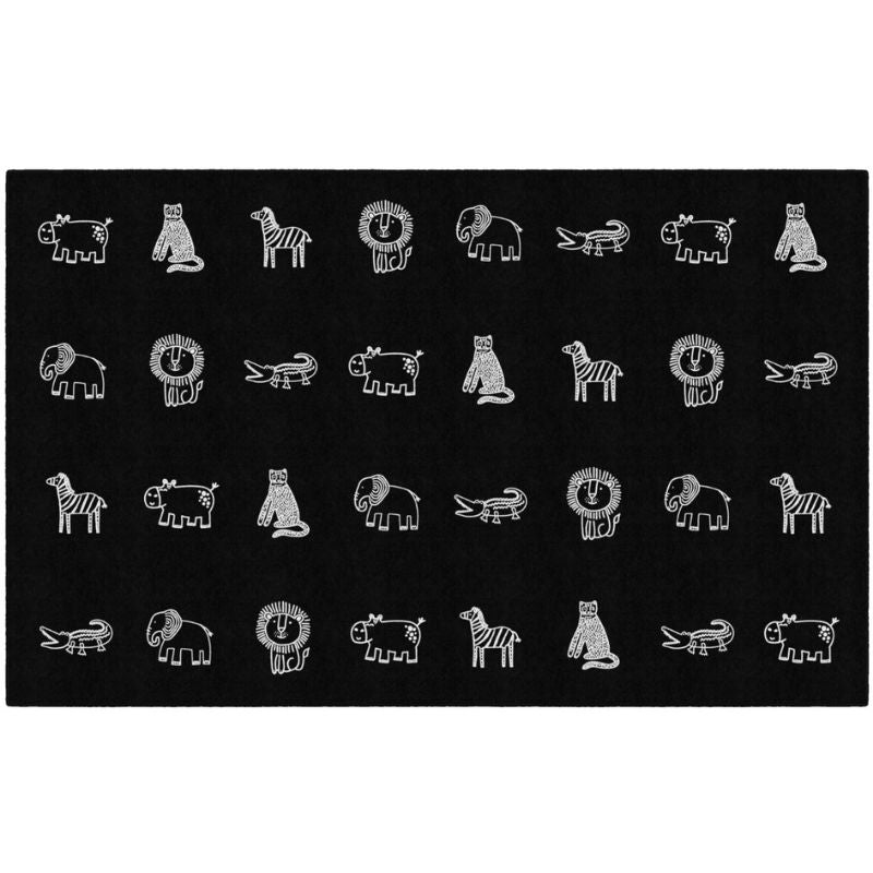 Black and White Safari Animals Classroom Seating Rug