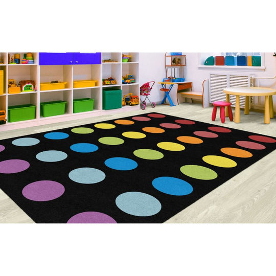 Rainbow Spots Criss Cross Classroom Seating Rug