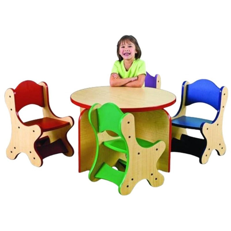 Harmony Park Table & 4 Blue Chairs Set